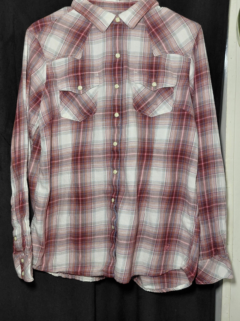 Ariat Men's Red and White Plaid Western Button-Down Shirt